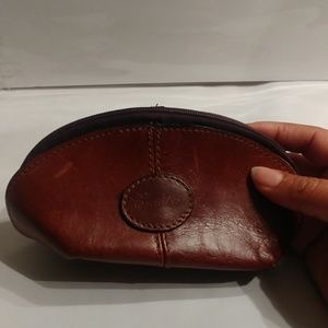 🐚Crabtree Brown Leather Zippered Pouch